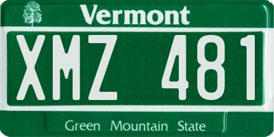 VT license plate XMZ481