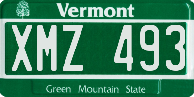 VT license plate XMZ493
