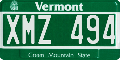 VT license plate XMZ494
