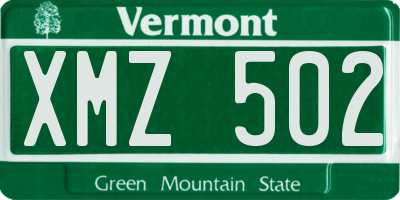 VT license plate XMZ502
