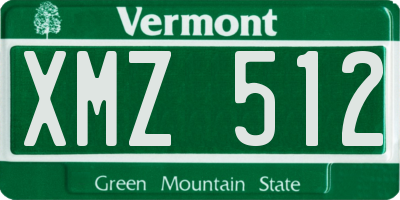 VT license plate XMZ512