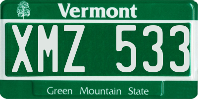 VT license plate XMZ533
