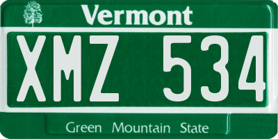 VT license plate XMZ534