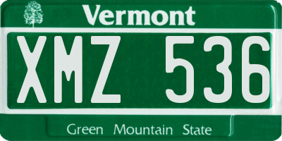 VT license plate XMZ536
