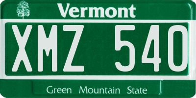 VT license plate XMZ540