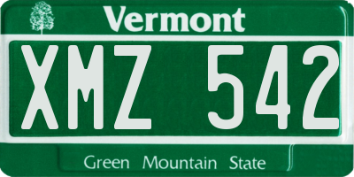 VT license plate XMZ542