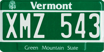 VT license plate XMZ543