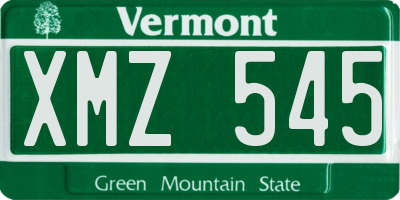 VT license plate XMZ545