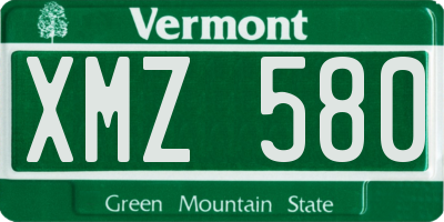 VT license plate XMZ580