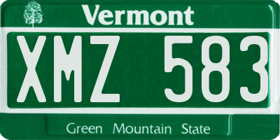 VT license plate XMZ583