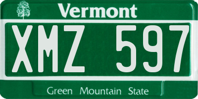 VT license plate XMZ597