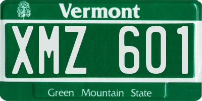 VT license plate XMZ601