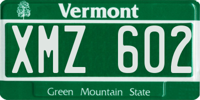 VT license plate XMZ602