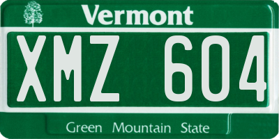 VT license plate XMZ604