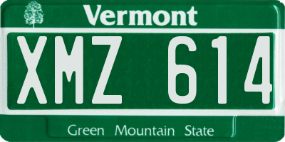 VT license plate XMZ614