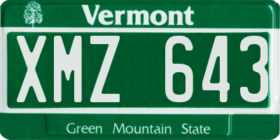 VT license plate XMZ643