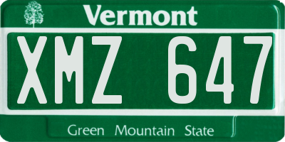 VT license plate XMZ647
