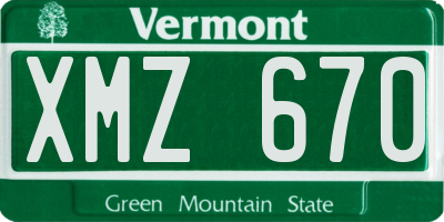 VT license plate XMZ670