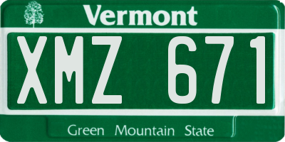 VT license plate XMZ671