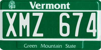 VT license plate XMZ674