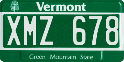 VT license plate XMZ678