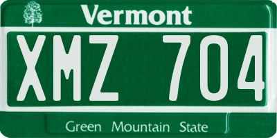 VT license plate XMZ704