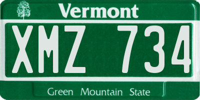 VT license plate XMZ734