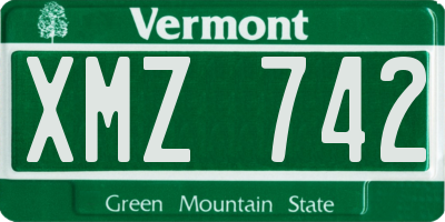 VT license plate XMZ742
