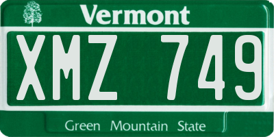 VT license plate XMZ749