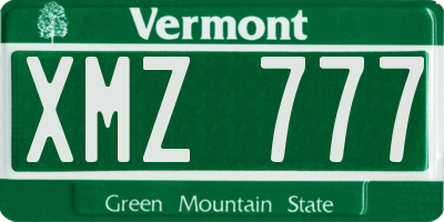 VT license plate XMZ777