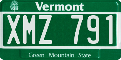 VT license plate XMZ791