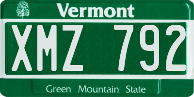 VT license plate XMZ792