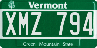 VT license plate XMZ794