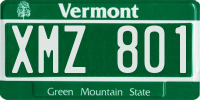 VT license plate XMZ801