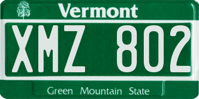 VT license plate XMZ802