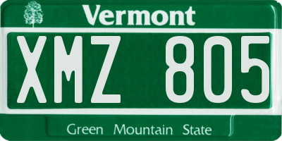 VT license plate XMZ805