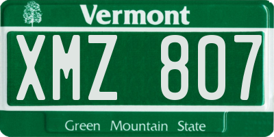 VT license plate XMZ807