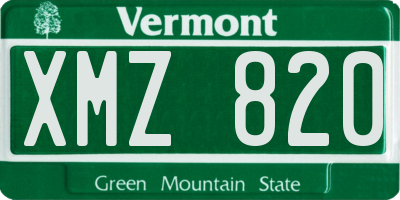 VT license plate XMZ820