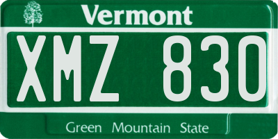 VT license plate XMZ830