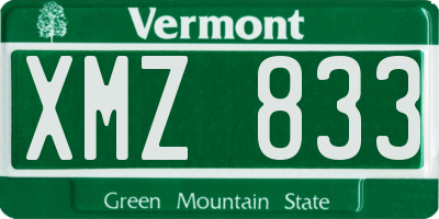 VT license plate XMZ833