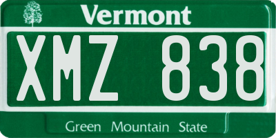 VT license plate XMZ838