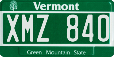 VT license plate XMZ840
