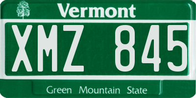 VT license plate XMZ845