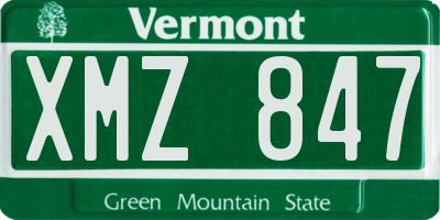 VT license plate XMZ847