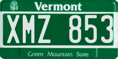 VT license plate XMZ853
