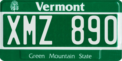 VT license plate XMZ890