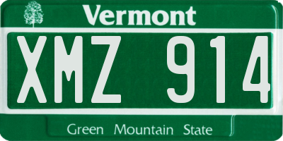 VT license plate XMZ914