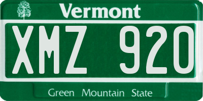 VT license plate XMZ920