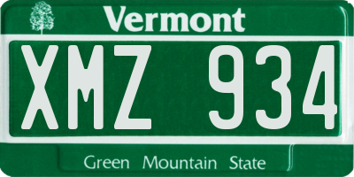 VT license plate XMZ934