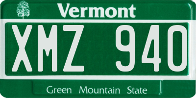 VT license plate XMZ940